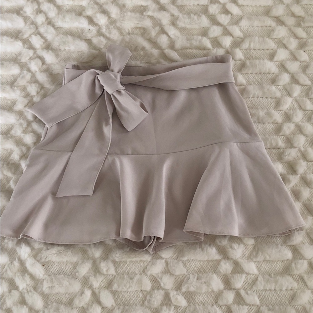 Zara Light Taupe Ruffle Skort with Waist Tie